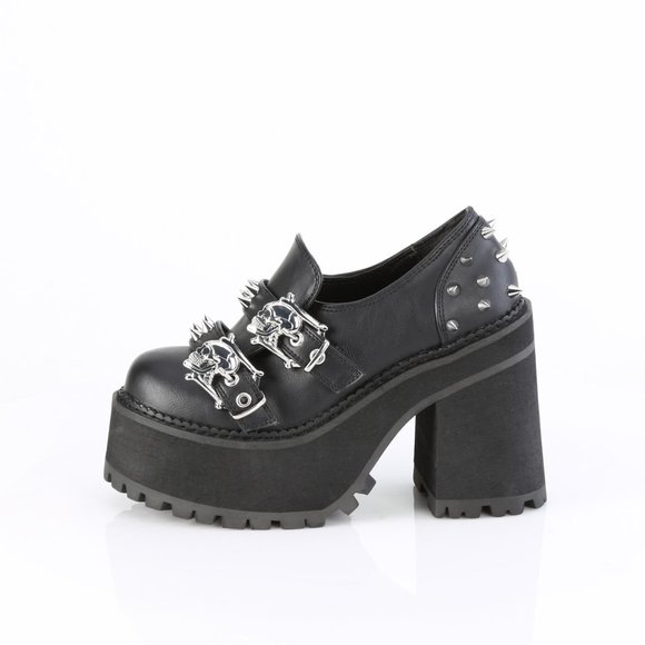 Demonia Assault 38 Black Platform Loafer Shoes - Picture 3 of 5